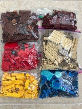 Lego Bulk Lot Tan, Red, Brown, Blue, Yellow, Maroon over 2 lbs